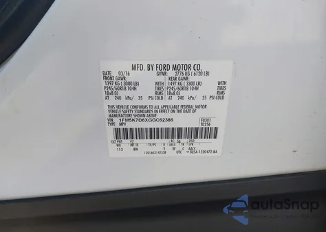 2016 Ford Explorer Xlt from USA, damaged, VIN 1FM5K7D8XGGC62386
